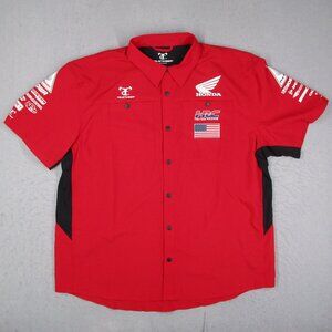 Truetimber Honda Racing Team Shirt Mens XL Red Snap Front Short Sleeve HRC